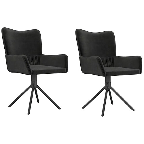 Maison Chic Lot de 2 Chaises pivotantes à manger | Fauteuil Chaise de cuisine Noir Velours -GKD49328