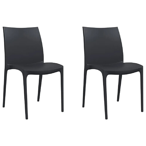 Maison Chic Lot de 2 Chaises de jardin,Fauteuil d'extérieur anthracite 50x46x80 cm polypropylène -MN55403