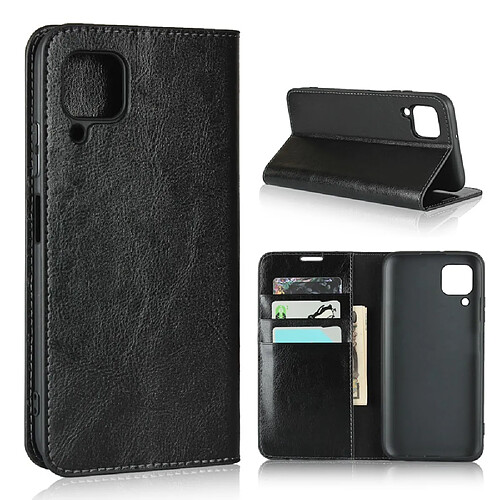 Etui en cuir véritable + TPU surface de cheval fou noir pour votre Huawei Nova 6 SE/P40 lite/Nova 7i