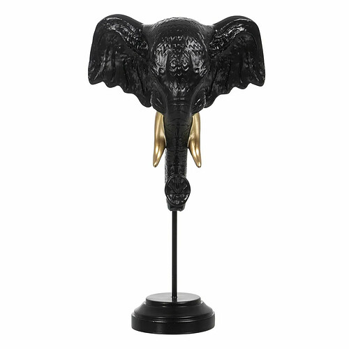 BigBuy Home Figurine Décorative Noir Doré Eléphant 20,5 x 14,3 x 35,5 cm