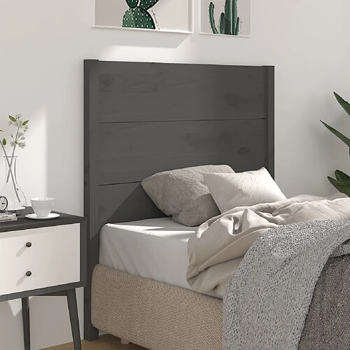 vidaXL Tête de lit Gris 81x4x100 cm Bois massif de pin