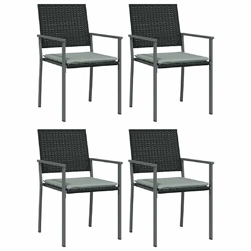 Maison Chic Lot de 4 Chaises de jardin,Fauteuil d'extérieur et coussins noir 54x62,5x89 cm rotin -MN49060