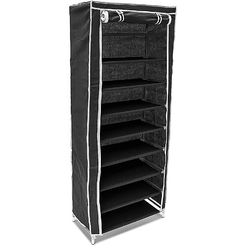 Helloshop26 Armoire étagères à chaussures en tissu pliante 36 paires de chaussures noir 13_0000255_3