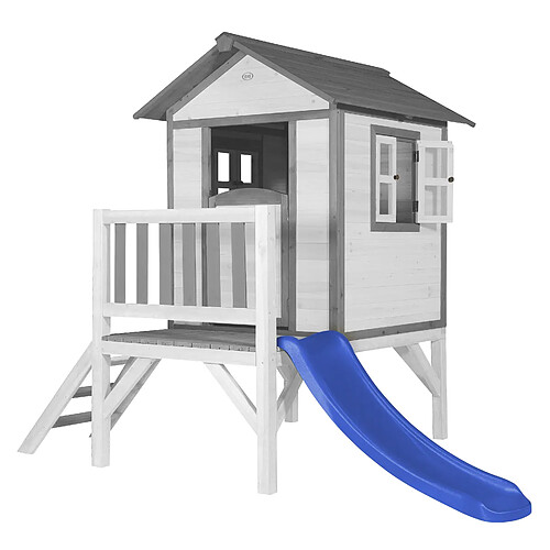 AXI Maison Enfant Beach Lodge XL en BLANC avec Toboggan Bleu | Maison de Jeux en Bois FFC pour Les Enfants | Maisonnette / Cabane en Bois