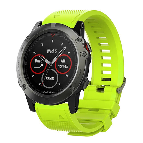 Bracelet en silicone souple vert pour votre Garmin Fenix 6X/6X Pro/Fenix 5X/Fenix 5X Plus 26mm