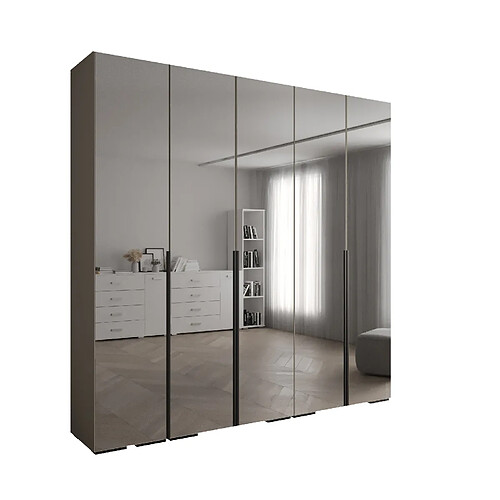 Abiks Meble Inova 1 Armoire avec miroir et portes battantes 236,7/250/47 5 Portes (gris/nero)