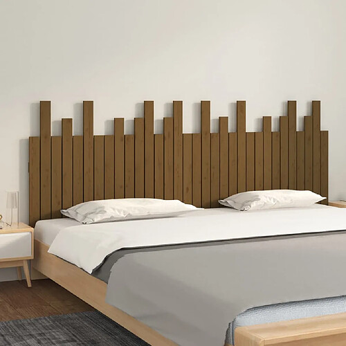 vidaXL Tête de lit murale Marron miel 204x3x80 cm Bois massif de pin