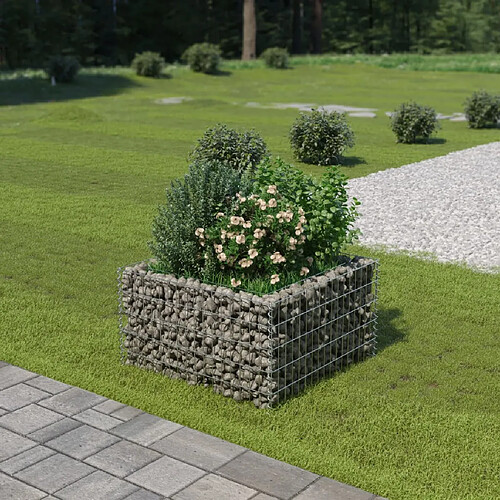 vidaXL Lit surélevé à gabion Acier galvanisé 90x90x50 cm