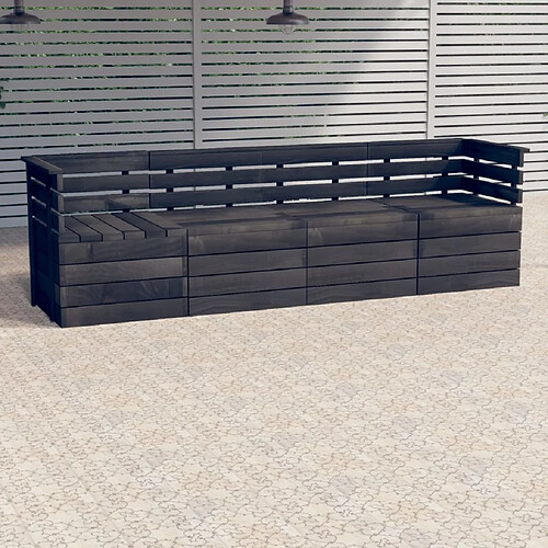 vidaXL Salon palette de jardin 4 places gris foncé bois de pin massif