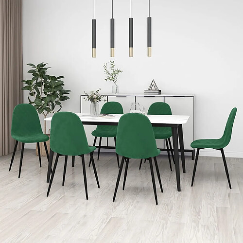 vidaXL Chaises à manger lot de 6 vert foncé velours