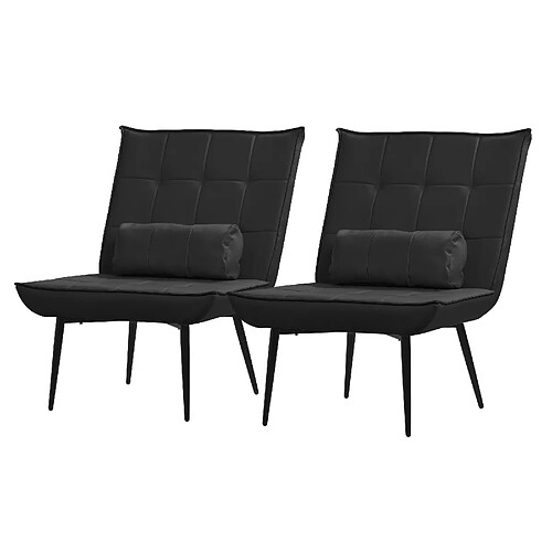 ML-Design Fauteuil relax, set de 2, noir, revêtement en cuir PU