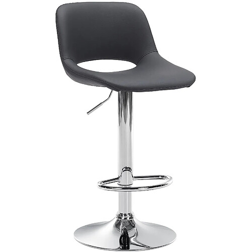 Decoshop26 Tabouret de bar chaise haute x1 avec repose-pieds en PVC noir piètement métallique chromé 10_0004580