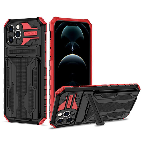 Coque en TPU anti-choc avec porte-cartes détachables rouge pour votre Apple iPhone 12 Pro 6.1 pouces