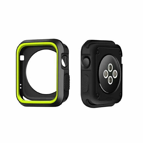 PHONECARE Coque Military Anti-Impact DoubleColor pour Apple Watch SE (2022) 40mm - Noir / Vert Fluorescente