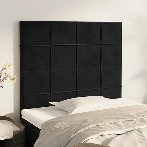 vidaXL Têtes de lit 2 pcs Noir 100x5x78/88 cm Velours