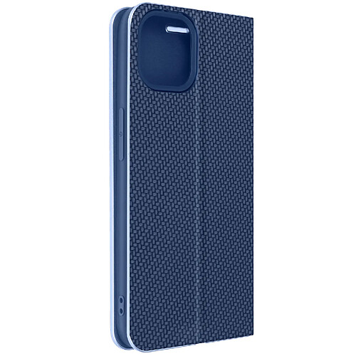 Avizar Étui pour iPhone 14 Clapet Porte-carte Support Vidéo Design Carbone Bleu