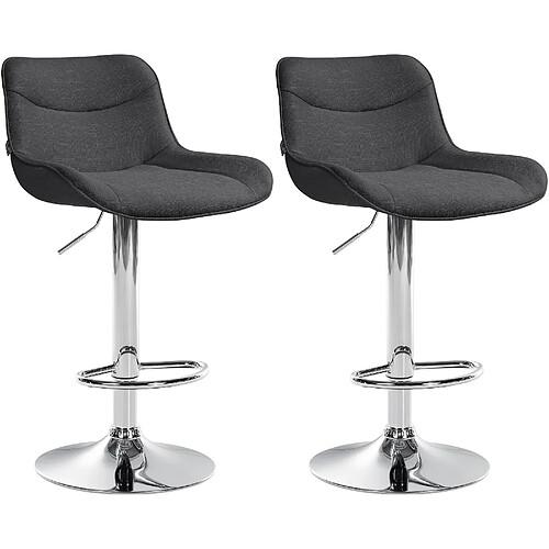 Non Lot de 2 tabourets de bar Vonore tissu chrome