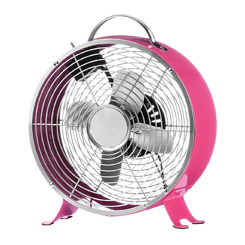 Portable Retro Desk Fan with 2 Speeds, Hot Pink