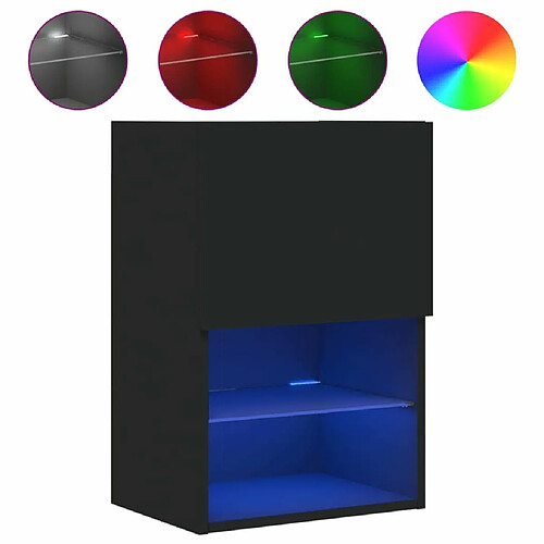 Maison Chic Meuble TV avec lumières LED, Banc TV pour salon, Meuble de rangement noir 40,5x30x60 cm -GKD81098