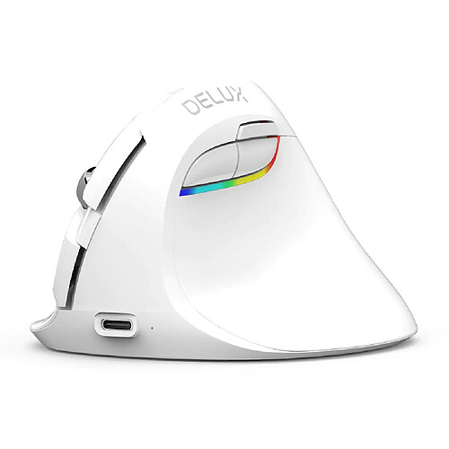 Universal Souris mini ergonomique, sans fil, verticale, blanche, Bluetooth, 2.4GHz, RGB, rechargeable, silencieuse, cliquant sur la souris de bureau.