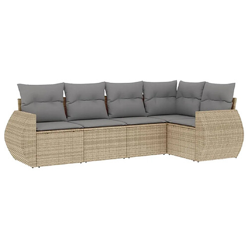 Maison Chic Salon de jardin avec coussins 5 pcs | Ensemble de Table et chaises | Mobilier d'Extérieur beige résine tressée -GKD78976