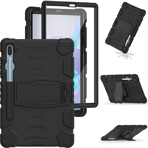 Coque en TPU + Silicone Résistant aux impacts souple avec béquille noir noir pour votre Samsung Galaxy Tab S6 SM-T860 (Wi-Fi)/SM-T865 (LTE)/SM-T867