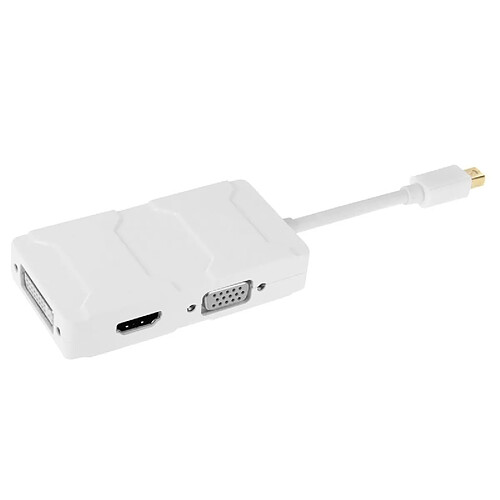 Wewoo Pour Mac Book Pro Air, blanc Longueur du Câble: 8cm 3 en 1 Mini DisplayPort Mâle à HDMI + VGA + DVI Convertisseur Adaptateur Femelle