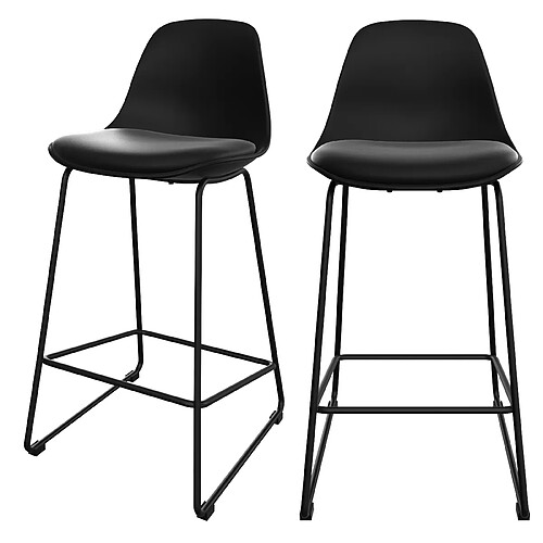 Rendez Vous Deco Chaise de bar mi-hauteur Leni noire 65 cm (lot de 2)