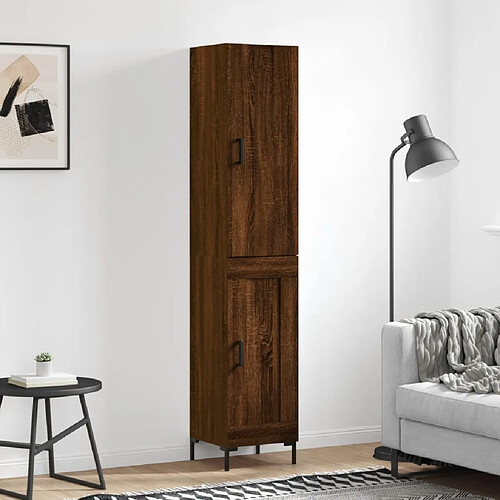 vidaXL Buffet haut Chêne marron 34,5x34x180 cm Bois d'ingénierie