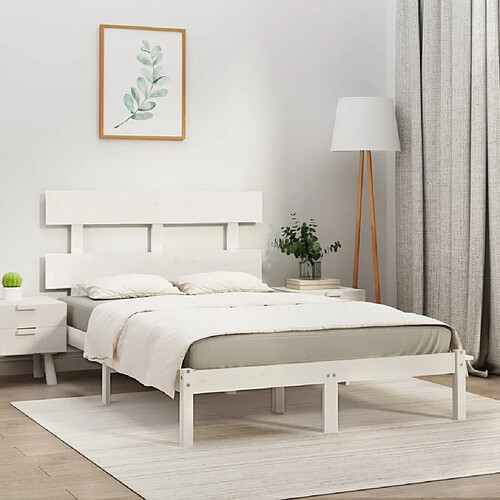 vidaXL Cadre de lit sans matelas blanc 180x200 cm bois massif