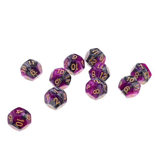 Polyéthylène dés multi-face D12 - Violet + Gris