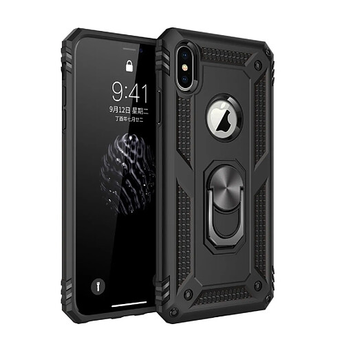 Wewoo Coque Étui de protection en TPU + antichoc Sergeant Armour pour iPhone X / XS, avec support rotation 360 degrés (Noir)