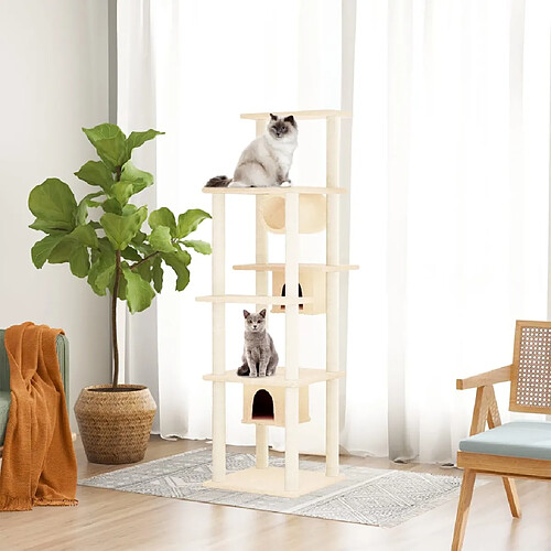 vidaXL Arbre à chat avec griffoirs en sisal Crème 169 cm