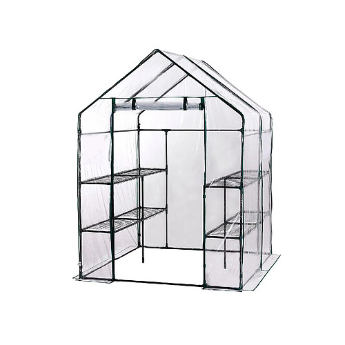 Serre de Jardin avec Bâche Armée Transparent PVC Gardiun Double Leaf 143x143x195 cm