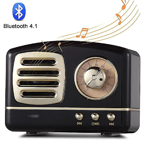 Universal Haut-parleur rétro Bluetooth portable, mini-haut-parleur vintage sans fil avec basse riche, stéréo, micro intégré pour voyager, maison, à l'extérieur