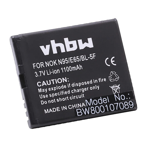 Vhbw Batterie Li-Ion 1100mAh (3.7V) pour téléphone portable smartphone NOKIA 6210 Navigator, 6290, 6710 Navigator, C5-SCDMA comme MP-S-O, BL-5F.