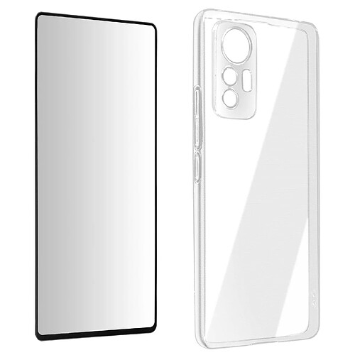 Avizar Coque Xiaomi 12 Lite Silicone et Film Verre Trempé 9H Contour noir