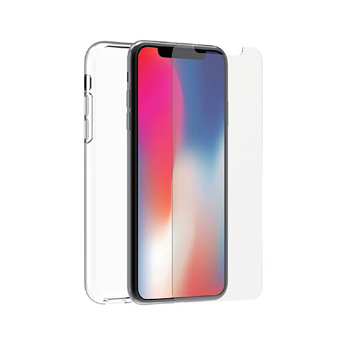 Muvit Coque pour iPhone XS/X Série Recycletek et Protection d'Écran en Verre Trempé Transparent