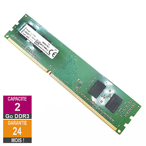 Barrette Mémoire 2Go RAM DDR3 Kingston KVR16N11S6/2 DIMM PC3-12800U 1Rx16 · Reconditionné