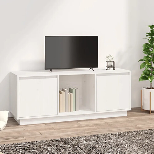 vidaXL Meuble TV Blanc 110,5x35x44 cm Bois de pin massif