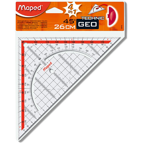 Maped Equerre Géo Technic, hypoténuse: 260 mm, en plastique ()