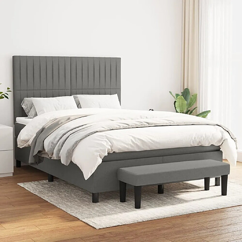 Maison Chic Lit Adulte - Lit simple Lit à sommier tapissier avec matelas moelleux - Meuble de Chambre - Gris foncé 140x200cm Tissu -MN53080