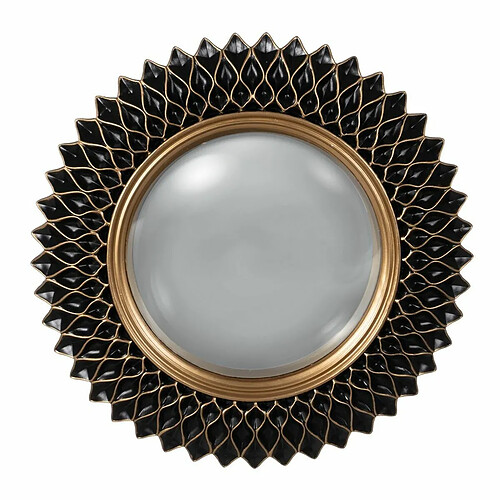 BigBuy Home Miroir mural Noir Doré Résine Polyrésine 32 x 2,3 x 32 cm