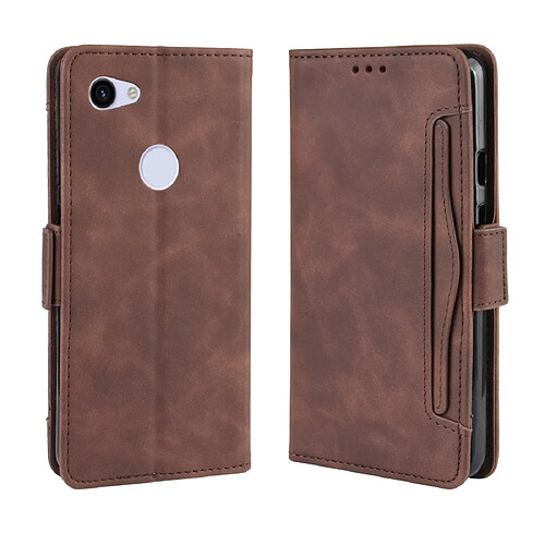 Wewoo Housse Coque Etui en cuir de modèle de portefeuille style skin veau pour Google Pixel 3a XLavec fente carte séparée marron