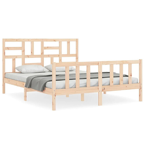 Maison Chic Cadre/structure de lit avec tête de lit pour adulte - Lit Moderne Chambre 160x200 cm bois massif -MN85939