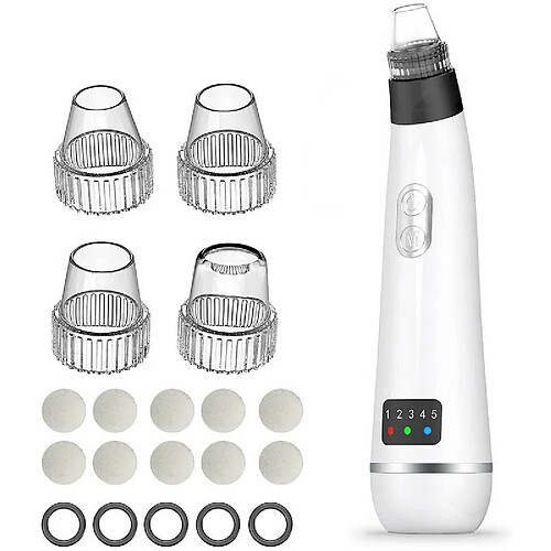 Chrono Aspirateur de Point Noirs, Extracteur de Comédons Nettoyant de Pores Rechargeable Appareil de Beauté du Visage Avec écran LED, 4 Sondes et 3 Modes