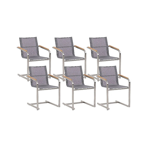 Beliani Lot de 6 chaises COSOLETO Acier inox Gris