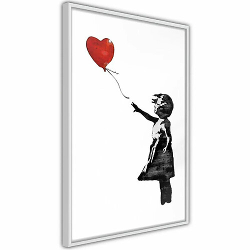 Paris Prix Affiche Murale Encadrée Banksy Girl with Balloon II 20 x 30 cm Blanc