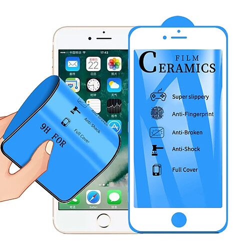 Wewoo Film de verre trempé céramique recouvert d'une colle pleine 2.5D pour iPhone 6 Plus blanc