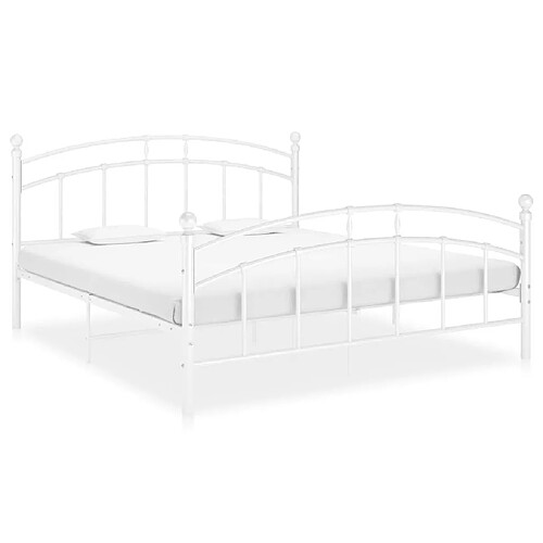 Maison Chic Lit adulte - Lit simple Cadre de lit,Structure du lit Contemporain Blanc Métal 140x200 cm -MN97696